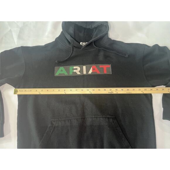 ARIAT Mens Sweatshirt Large Black Hoodie REAL Mexico Logo Graphic Drawstring - Picture 4 of 7